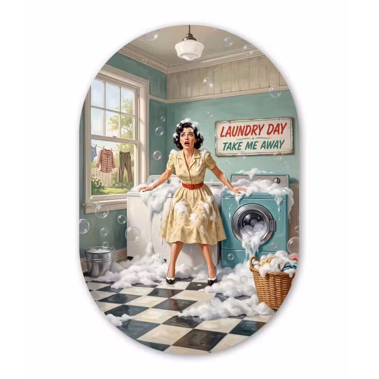 Muurovaal - Kunststof - Retro - Blauw - Vrouw — 3