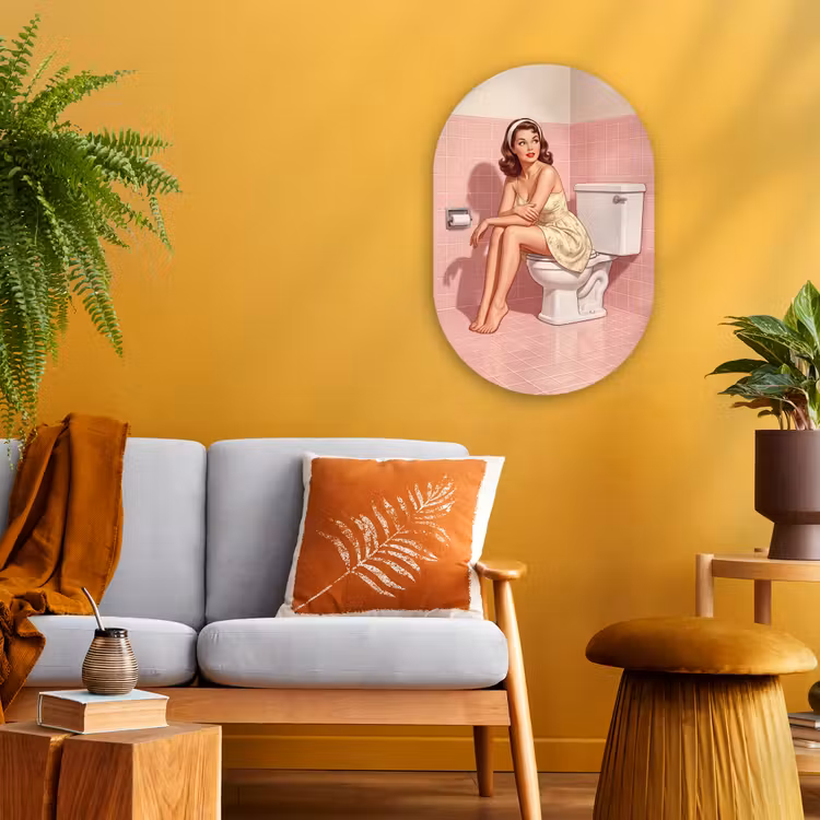Muurovaal - Kunststof - Roze - Retro - Vrouw — 1