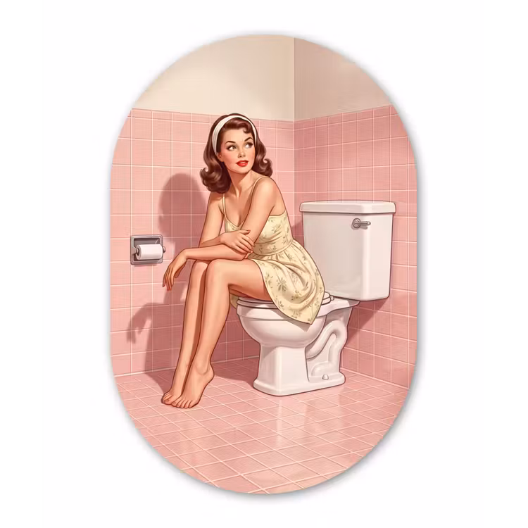 Muurovaal - Kunststof - Roze - Retro - Vrouw — 2