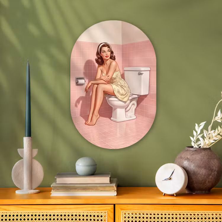 Muurovaal - Kunststof - Roze - Retro - Vrouw — 3