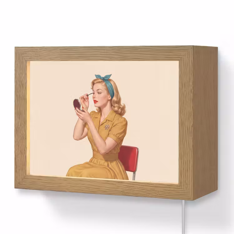 Lightbox - Wandlamp - Illustratie - Mascara - Vrouw - Geel — 1