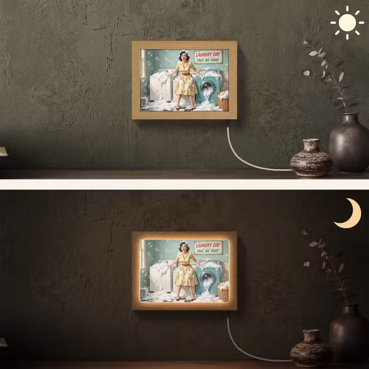 Lightbox - Wandlamp - Retro - Blauw - Vrouw — 3