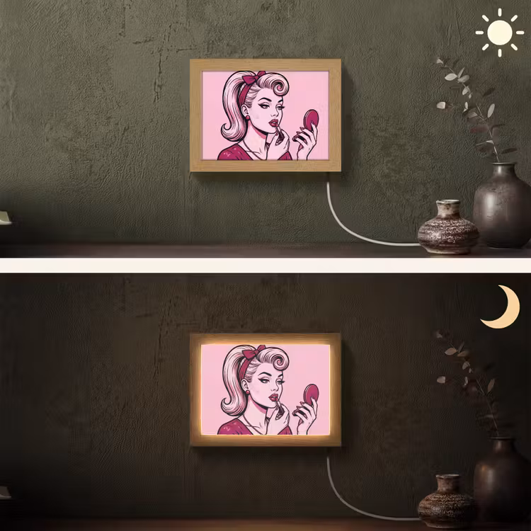 Lightbox - Wandlamp - Vintage - Vrouw - Roze — 3