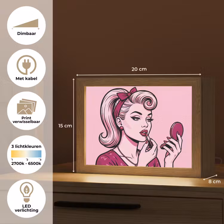 Lightbox - Wandlamp - Vintage - Vrouw - Roze — 9