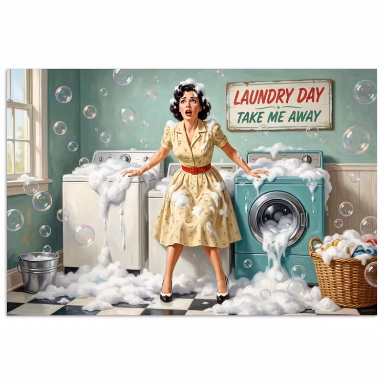 Poster - Retro - Blauw - Vrouw — 1