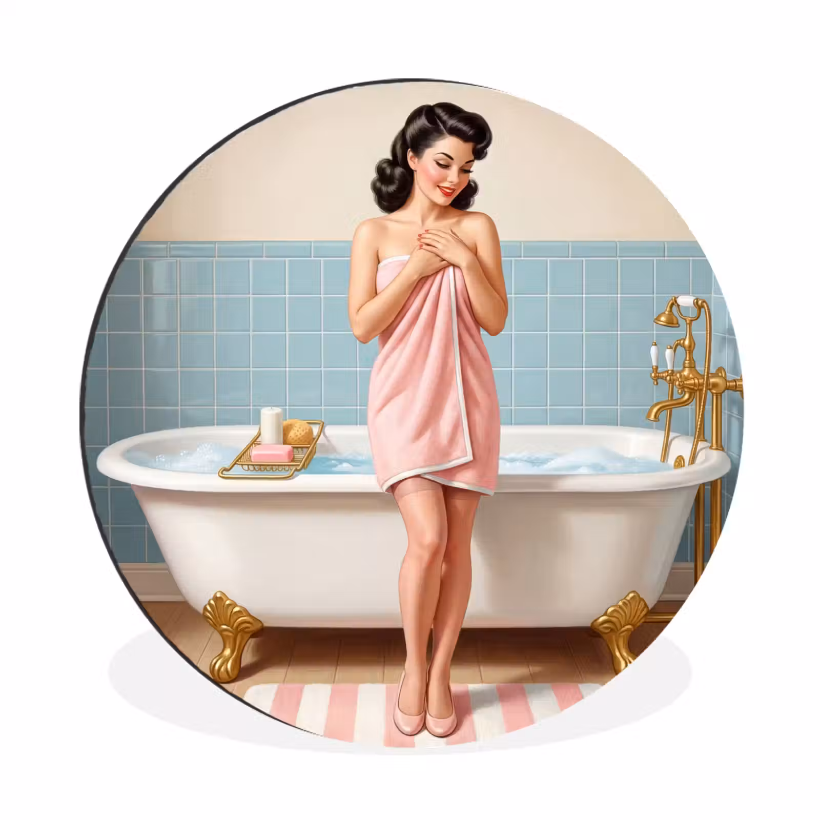 Wandcirkel - Aluminium - Badkamer - Vrouw - Roze — 1