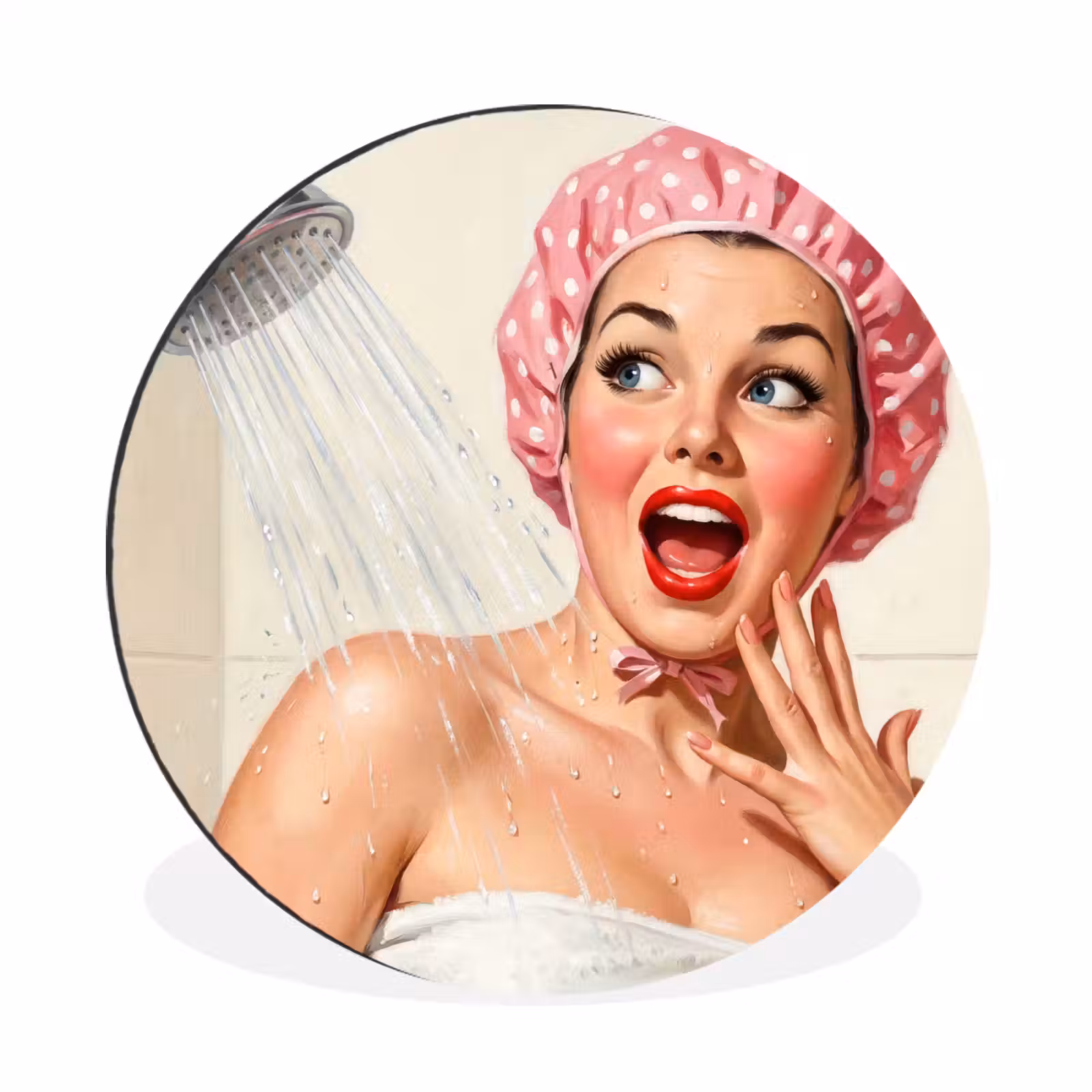 Wandcirkel - Aluminium - Vrouw - Douche - Roze — 1
