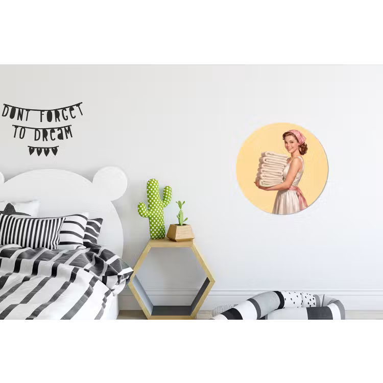 Wandcirkel - Aluminium - Handdoeken - Vrouw - Jurk - Roze — 5