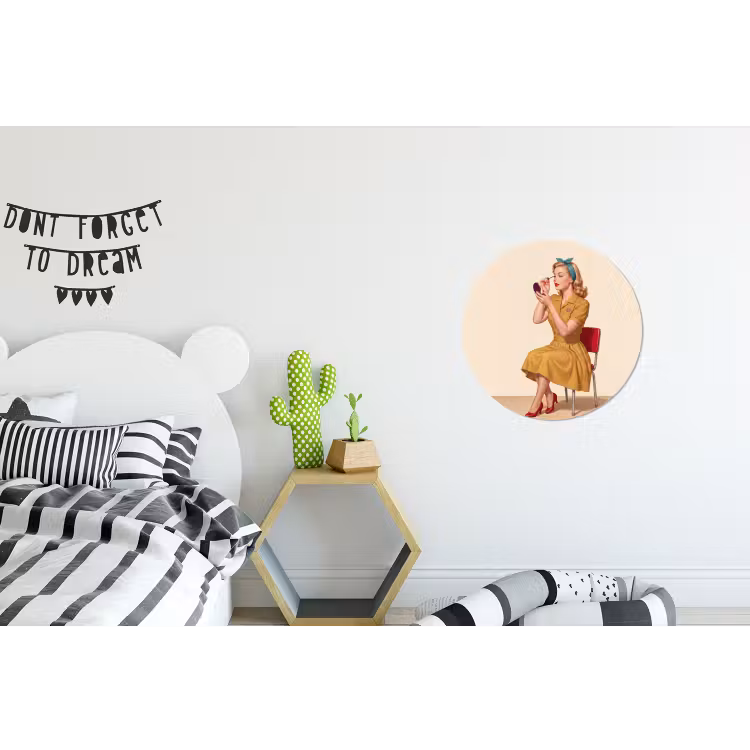 Wandcirkel - Aluminium - Illustratie - Mascara - Vrouw - Geel — 5