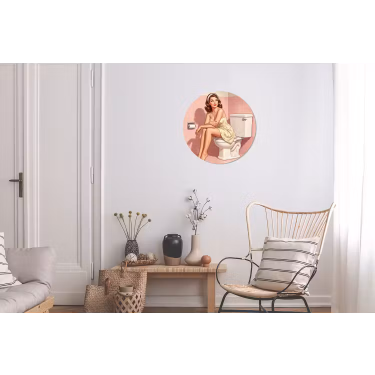 Wandcirkel - Aluminium - Roze - Retro - Vrouw — 2