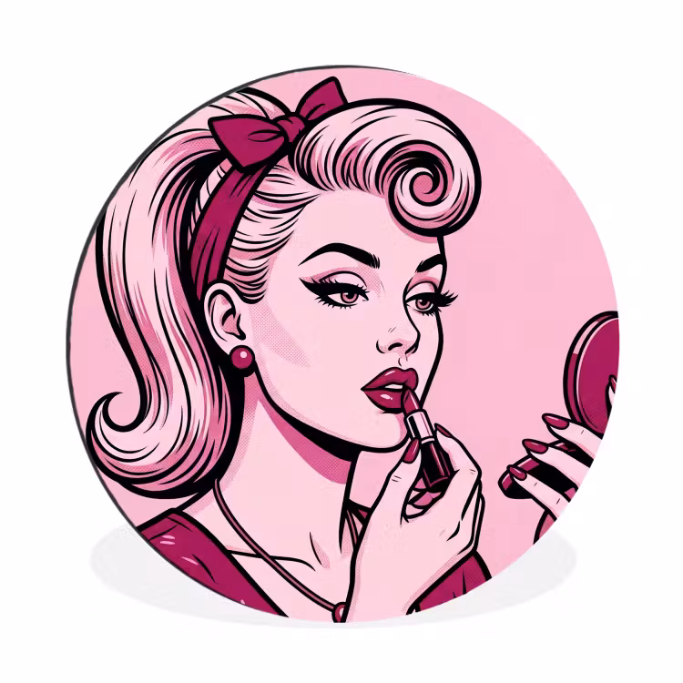 Wandcirkel - Aluminium - Vintage - Vrouw - Roze — 1
