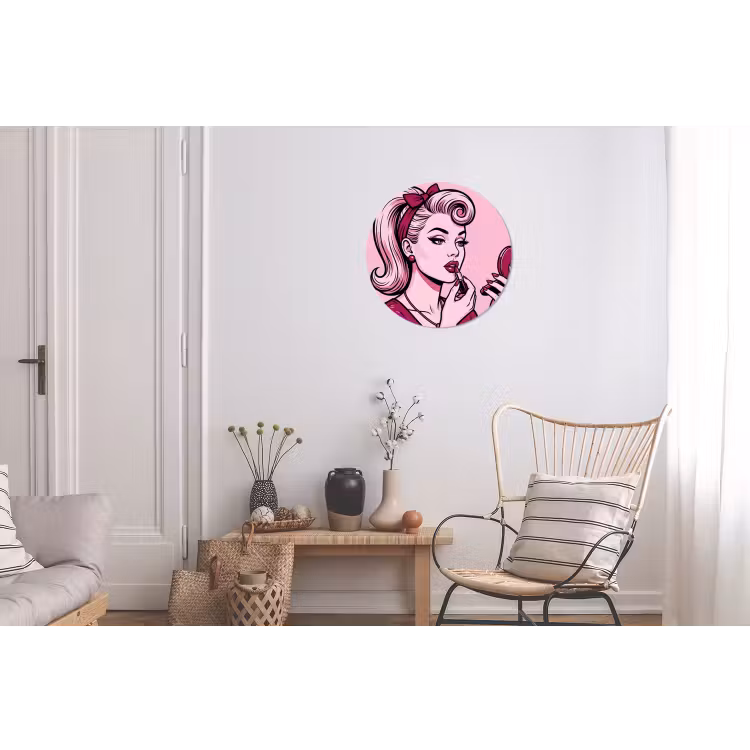 Wandcirkel - Aluminium - Vintage - Vrouw - Roze — 2