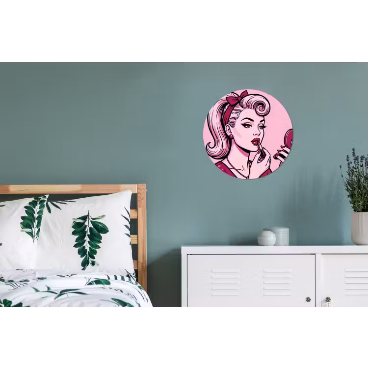 Wandcirkel - Aluminium - Vintage - Vrouw - Roze — 4