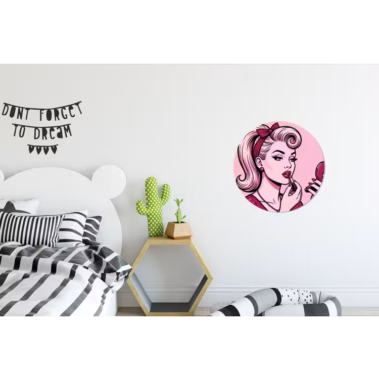 Wandcirkel - Aluminium - Vintage - Vrouw - Roze — 5