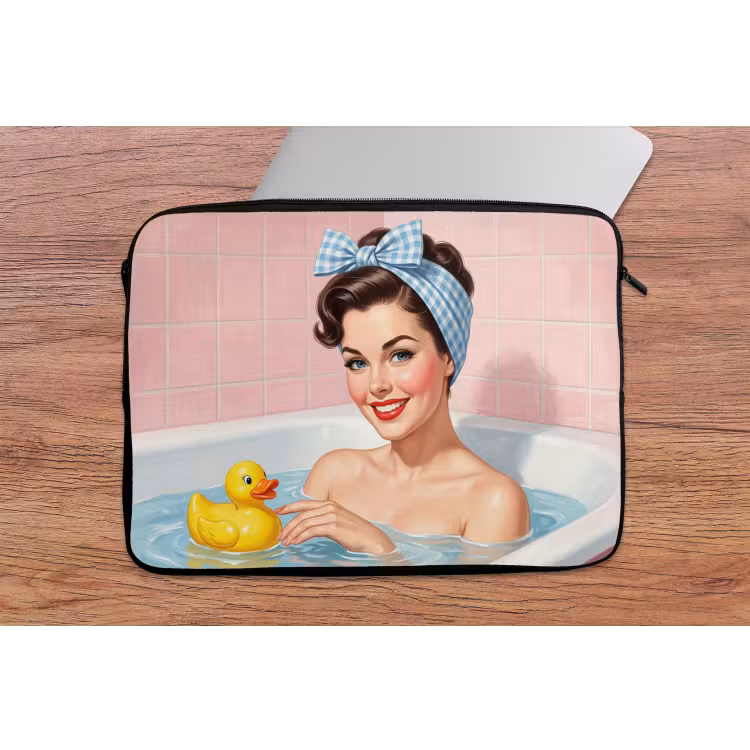 Laptophoes - Badkamer - Eend - Blauw — 2