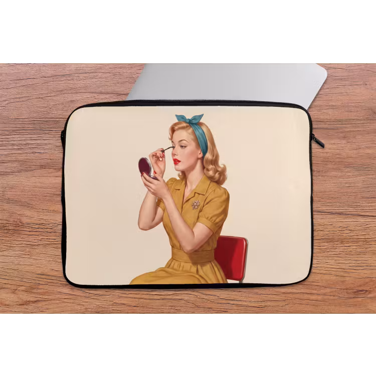 Laptophoes - Illustratie - Mascara - Vrouw - Geel — 2