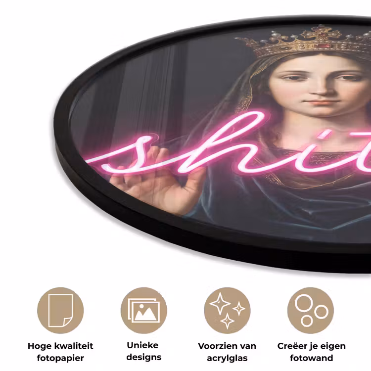 Ronde fotolijst - Vrouw met Kroon Neon — 2