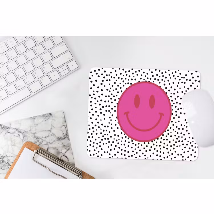 Muismat - Smiley - Roze - Stippen — 2