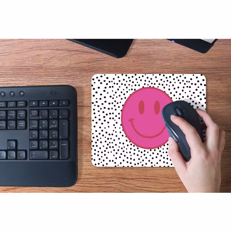 Muismat - Smiley - Roze - Stippen — 3