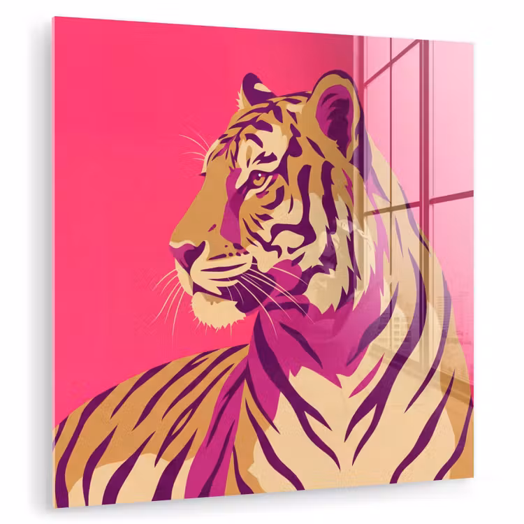 Glas schilderij - Tijger - Modern - Neon — 1