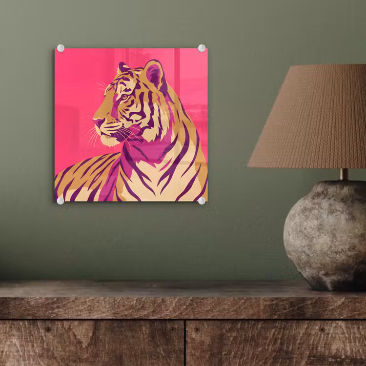 Glas schilderij - Tijger - Modern - Neon — 4