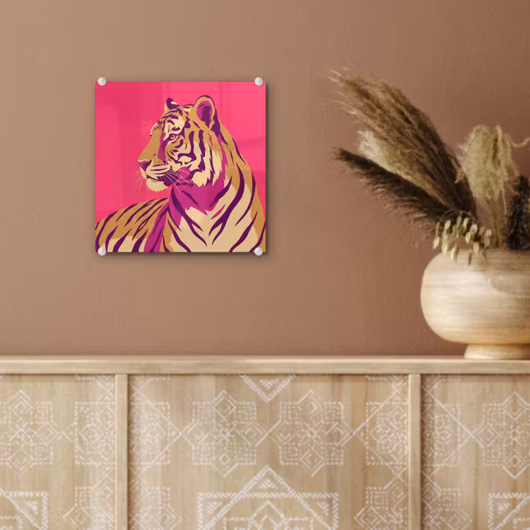 Glas schilderij - Tijger - Modern - Neon — 6