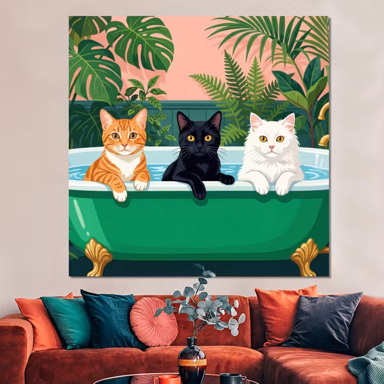 Forex - Badkamer - Kattenparade - Kleurrijk — 3