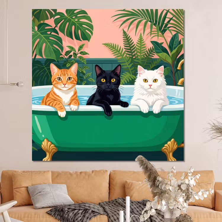 Forex - Badkamer - Kattenparade - Kleurrijk — 4