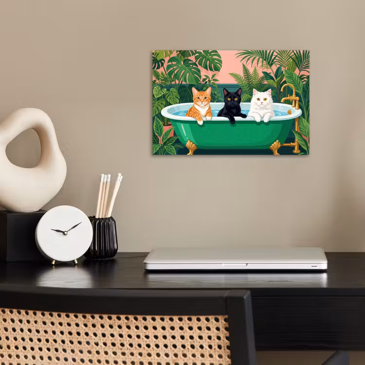 Poster - Badkamer - Kattenparade - Kleurrijk — 2