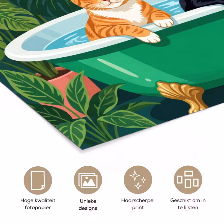 Poster - Badkamer - Kattenparade - Kleurrijk — 5