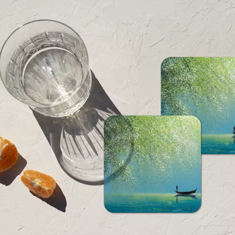 Onderzetter - Bootje - Water - Bladeren - Bloesems — 2