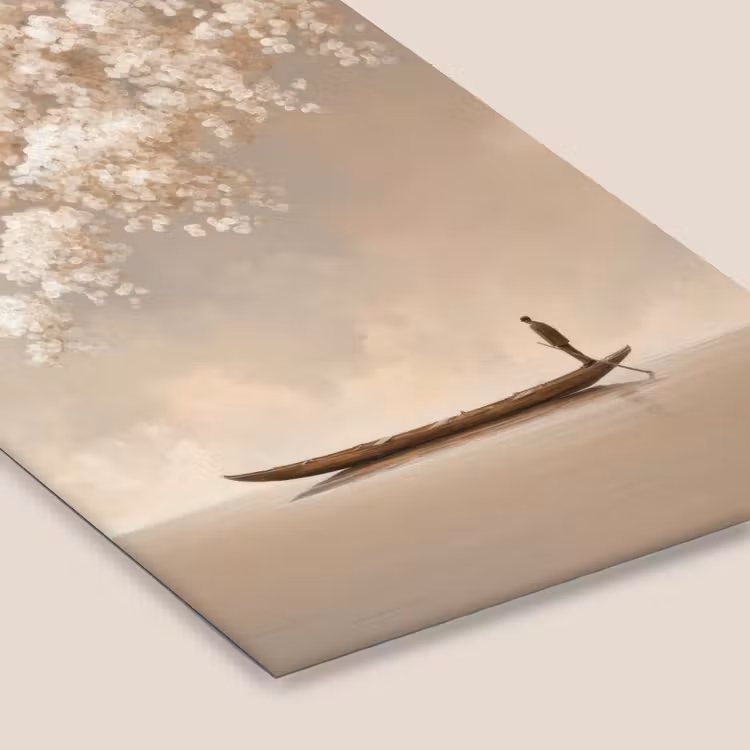 Poster met lijst - Man in Boot onder Bloesemboom Beige — 7
