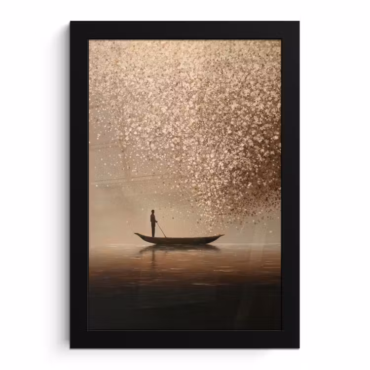 Poster met lijst - Man in Boot Wolk Stippen