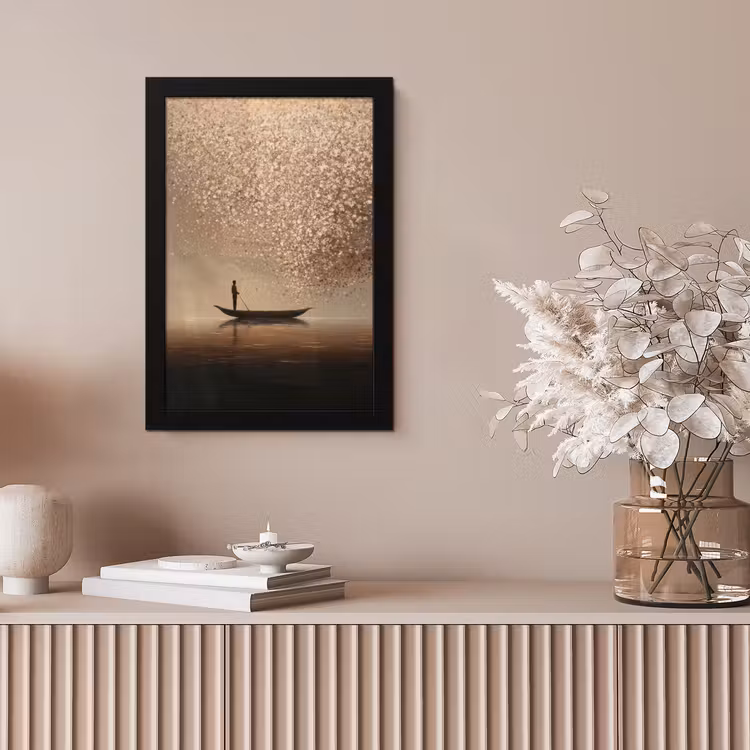 Poster met lijst - Man in Boot Wolk Stippen — 5