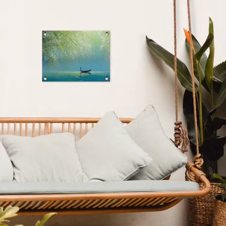 Tuinposter - Roeiboot onder Bloesemtakken — 5
