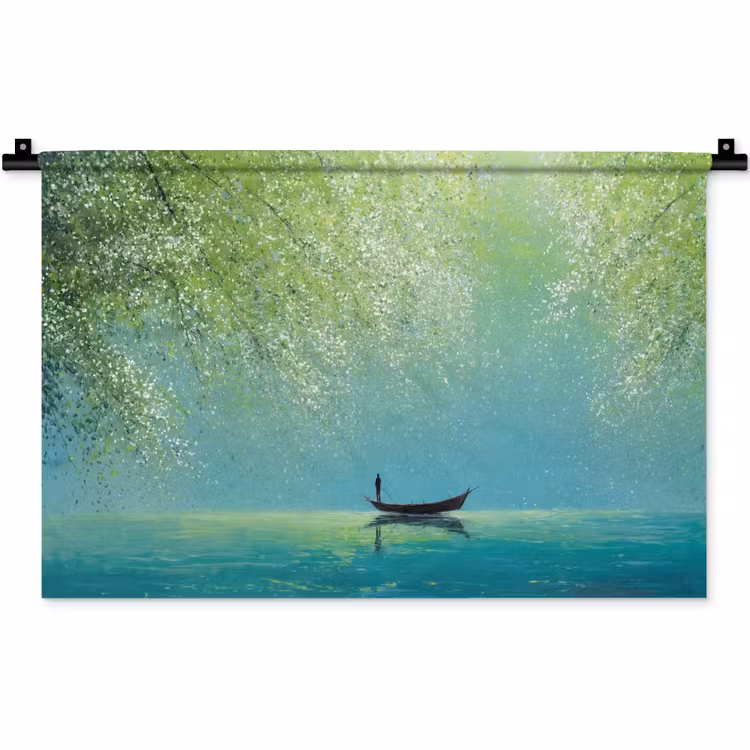 Wandkleed - Bootje - Water - Bladeren - Bloesems — 1