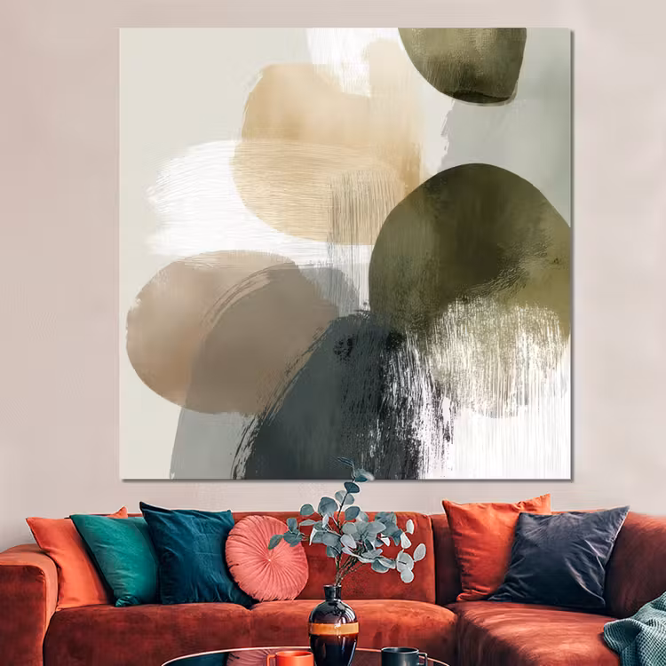 Forex - Minimalistisch - Cirkels - Penseelstreken - Beige — 3