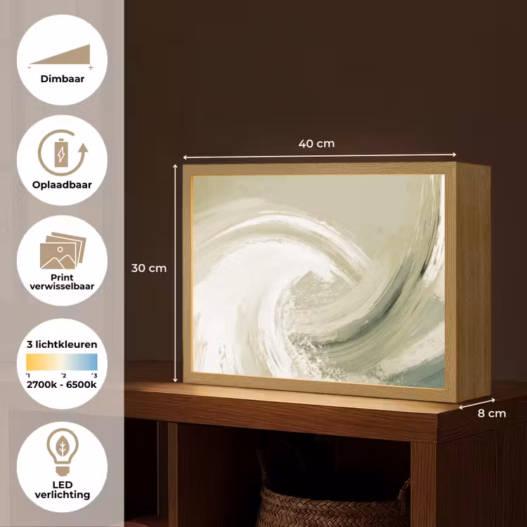 Lightbox - Wandlamp - Abstract - Penseelstreken - Golven - Groen — 10