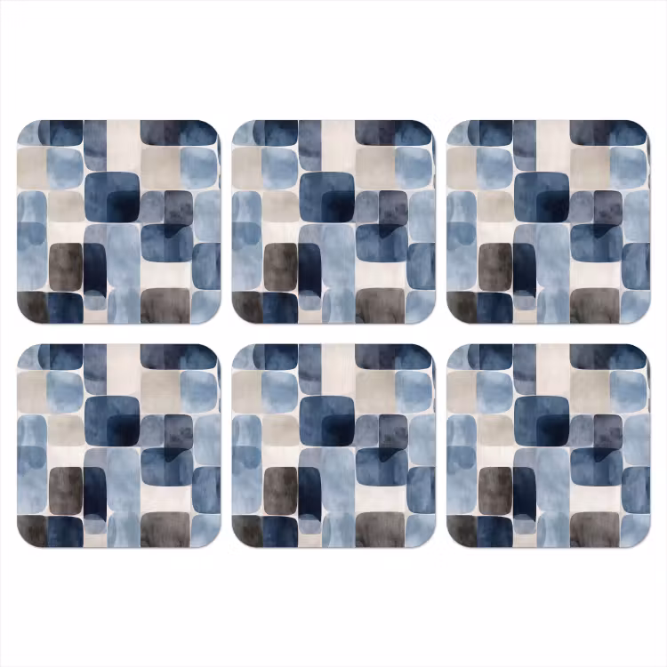 Onderzetter - Patroon - Blauw - Vierkanten — 1