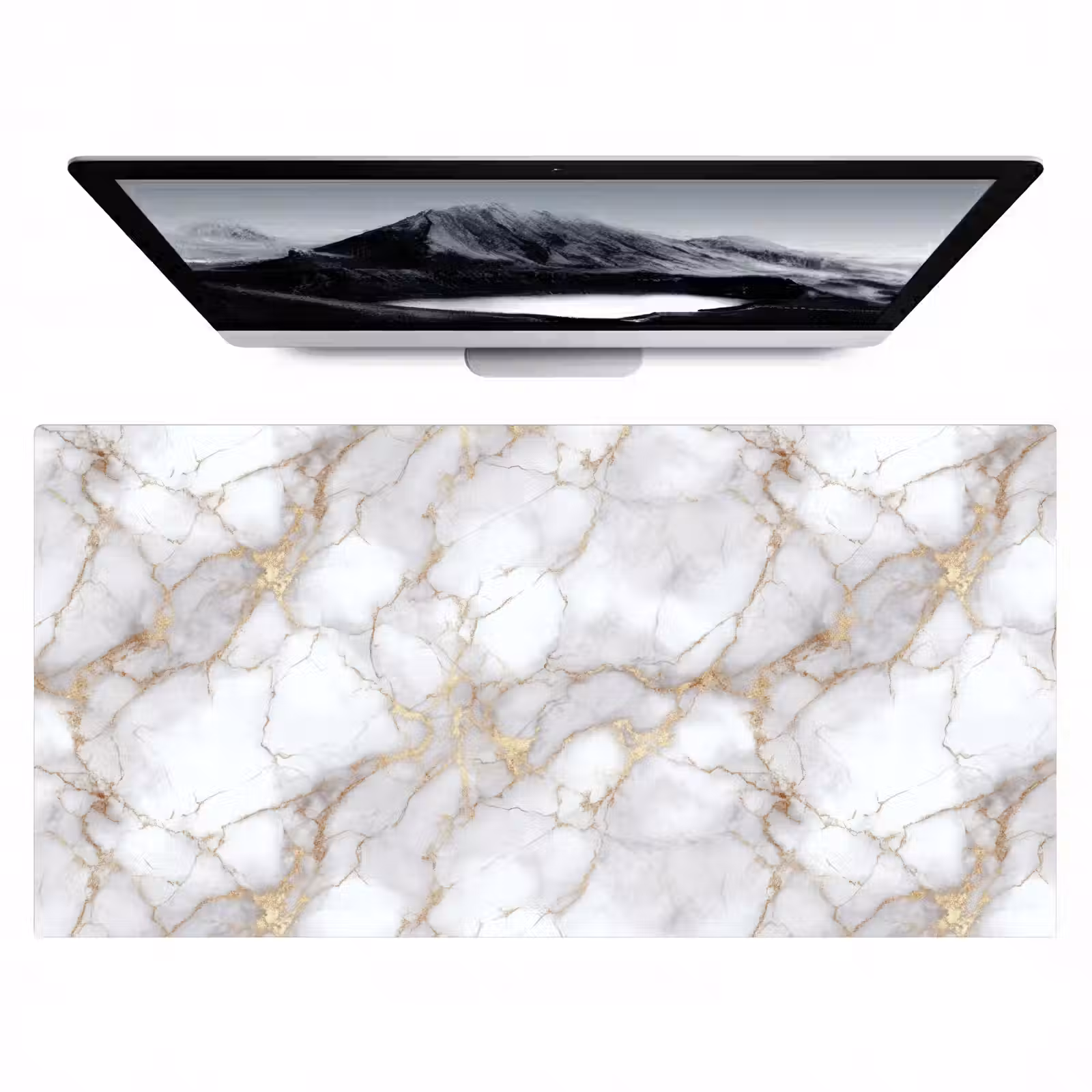 Bureau onderlegger - Wit - Goud - Marmer - Grijs — 1