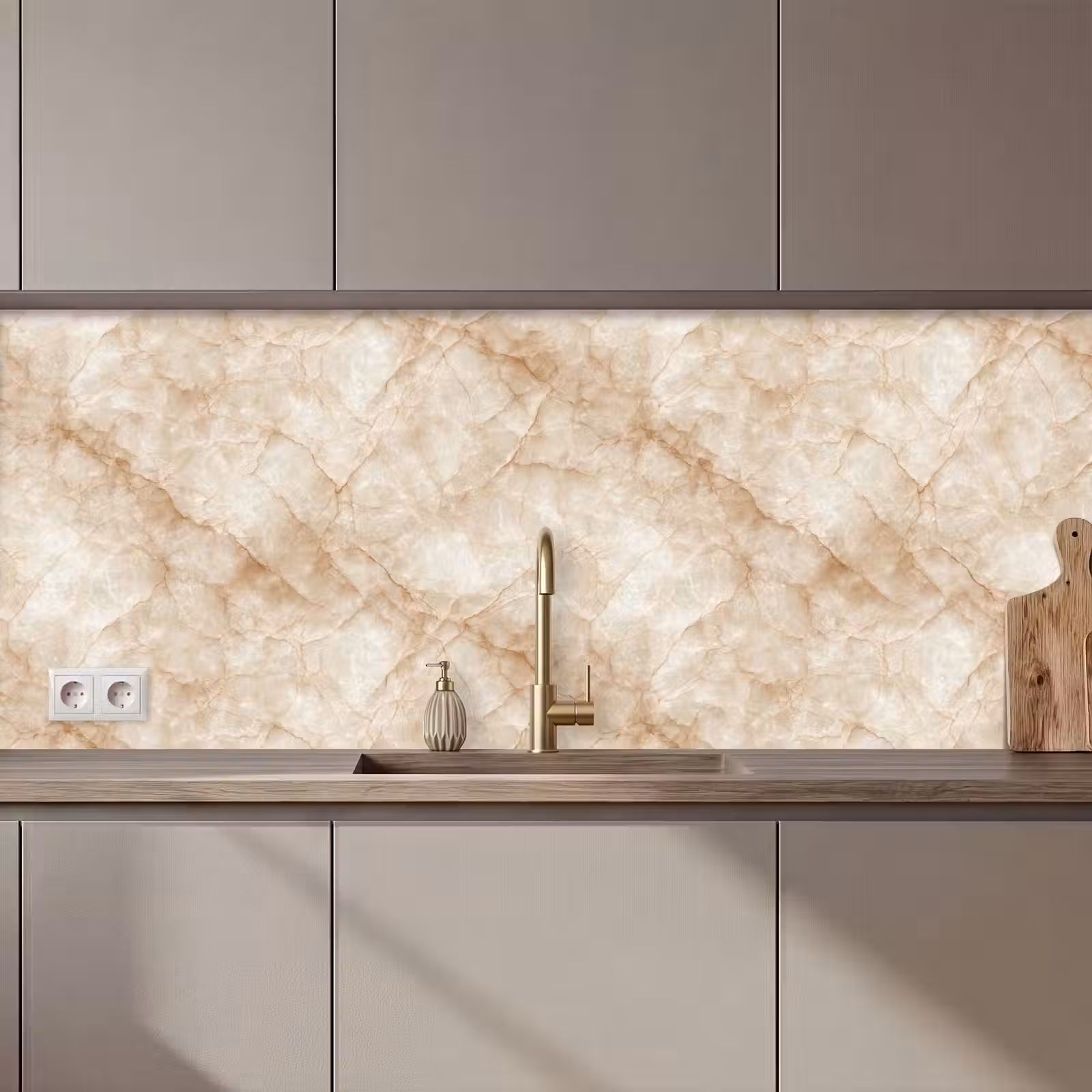 Keuken achterwand - Kristalstructuur - Bruin - Marmer — 1