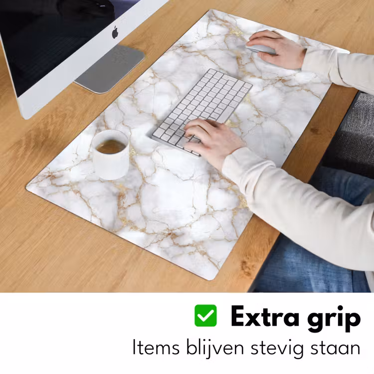 Bureau onderlegger - Wit - Goud - Marmer - Grijs — 6