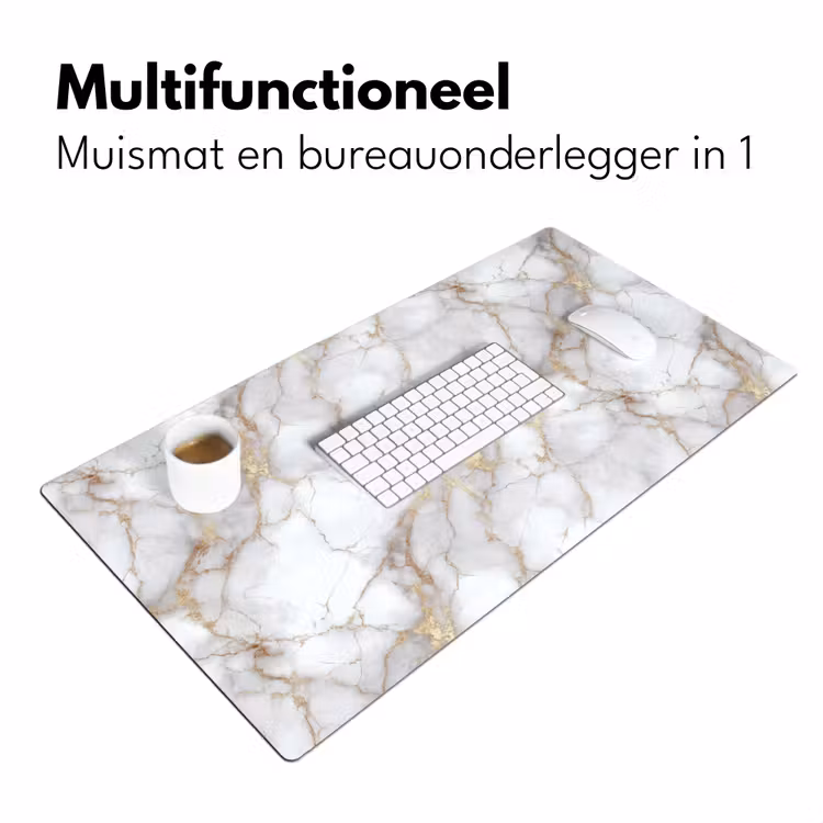 Bureau onderlegger - Wit - Goud - Marmer - Grijs — 7