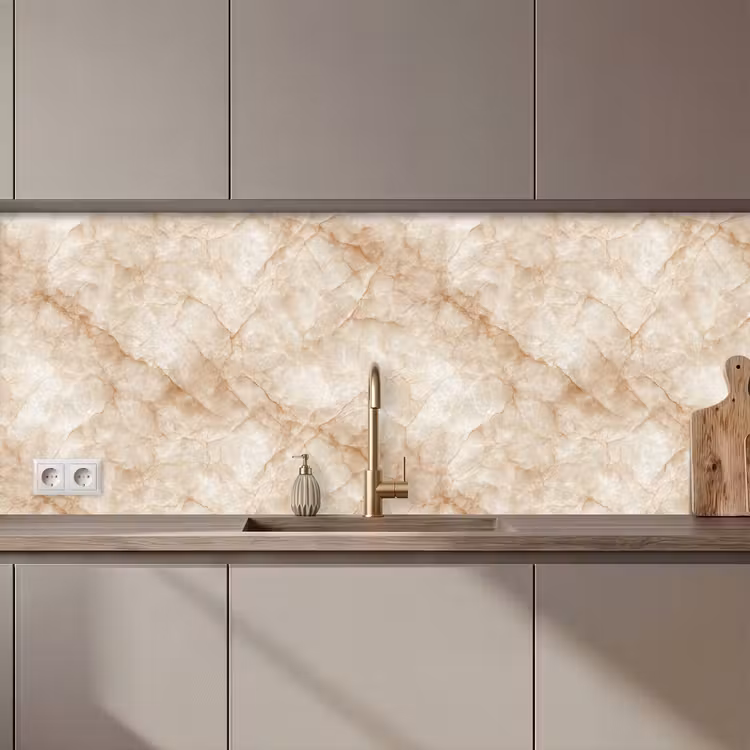 Keuken achterwand - Kristalstructuur - Bruin - Marmer
