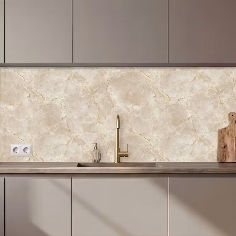 Keuken achterwand - Lichtbeige - Marmer - Aders