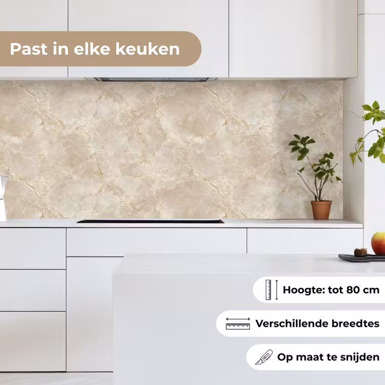 Keuken achterwand - Lichtbeige - Marmer - Aders — 4