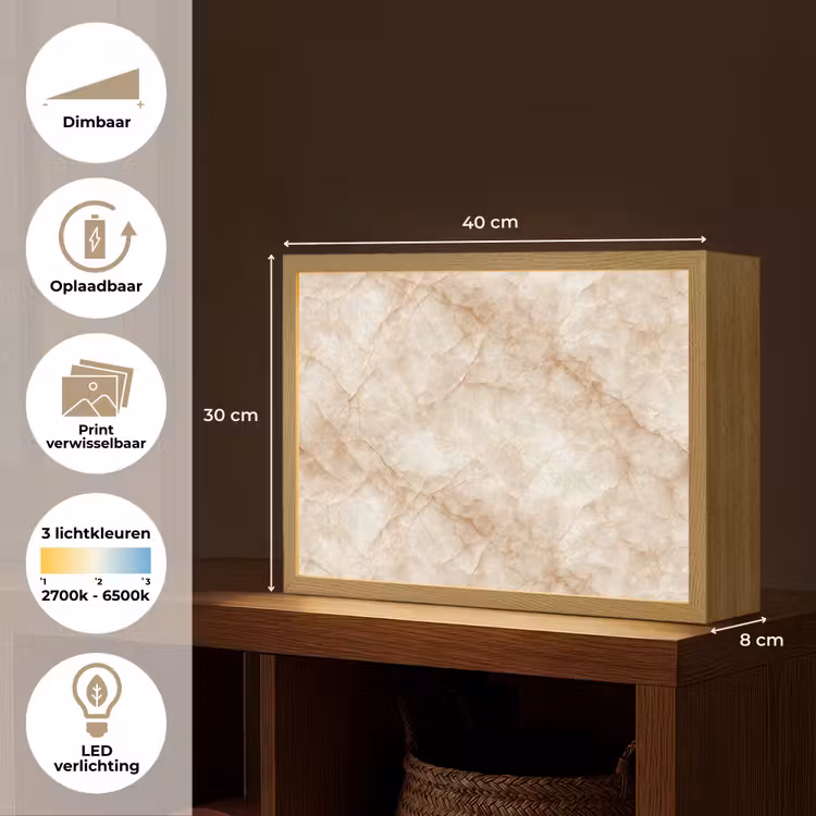 Lightbox - Wandlamp - Kristalstructuur - Bruin - Marmer — 10