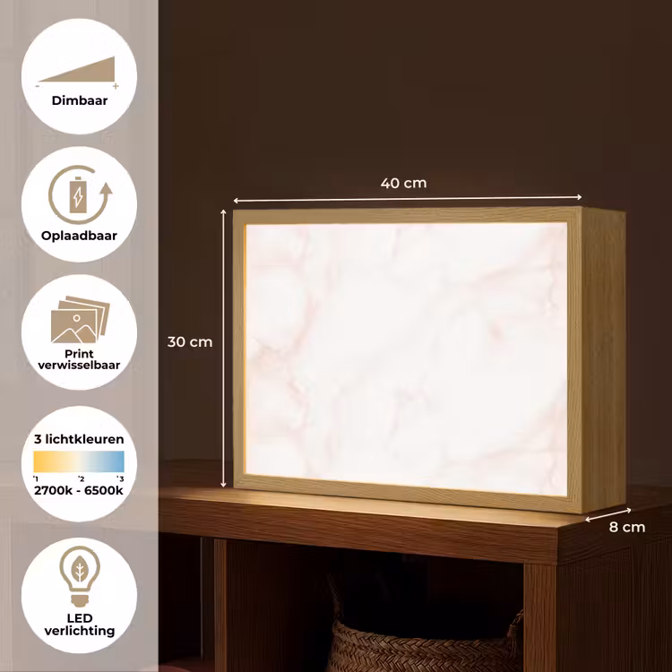 Lightbox - Wandlamp - Zalmroze - Marmer - Aders — 10