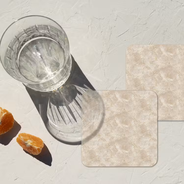 Onderzetter - Lichtbeige - Marmer - Aders — 2