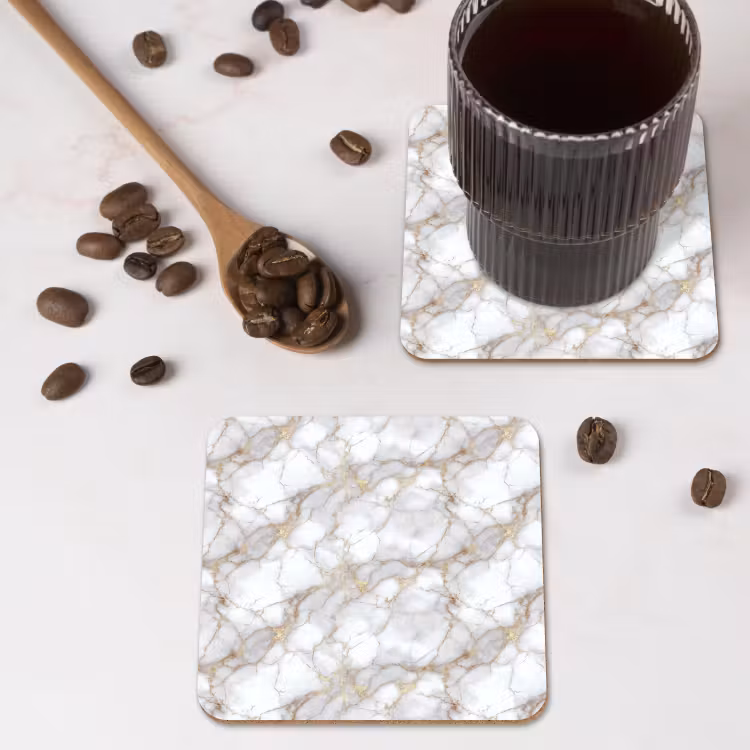 Onderzetter​ - Wit - Goud - Marmer - Grijs — 4